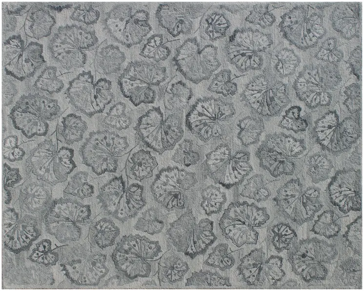 9' X 12' Silver Floral Hand Tufted Non Skid Area Rug