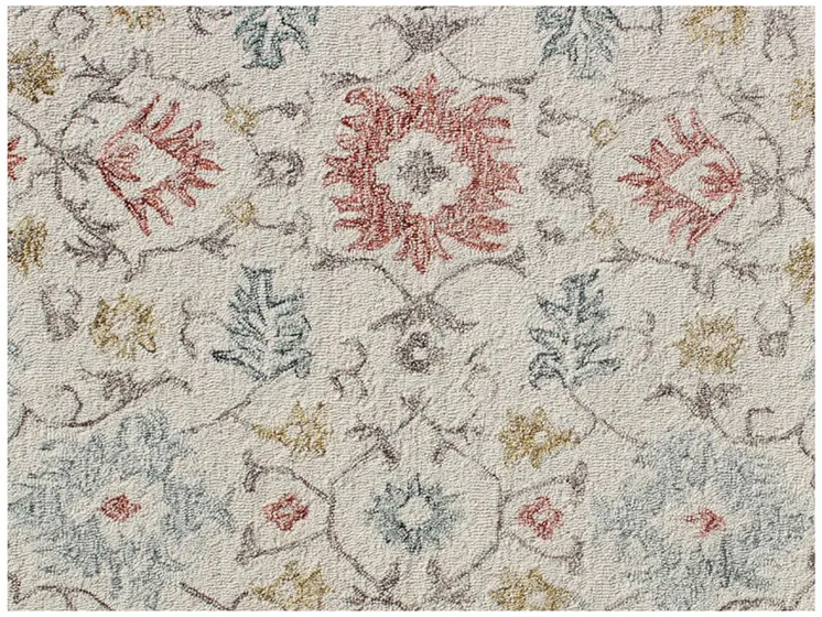 5' X 8' Ivory and Blue Wool Oriental Hand Tufted Non Skid Area Rug