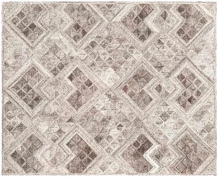 5' X 8' Silver Abstract Geometric Hand Tufted Non Skid Area Rug