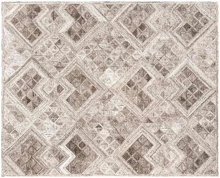 5' X 8' Silver Abstract Geometric Hand Tufted Non Skid Area Rug
