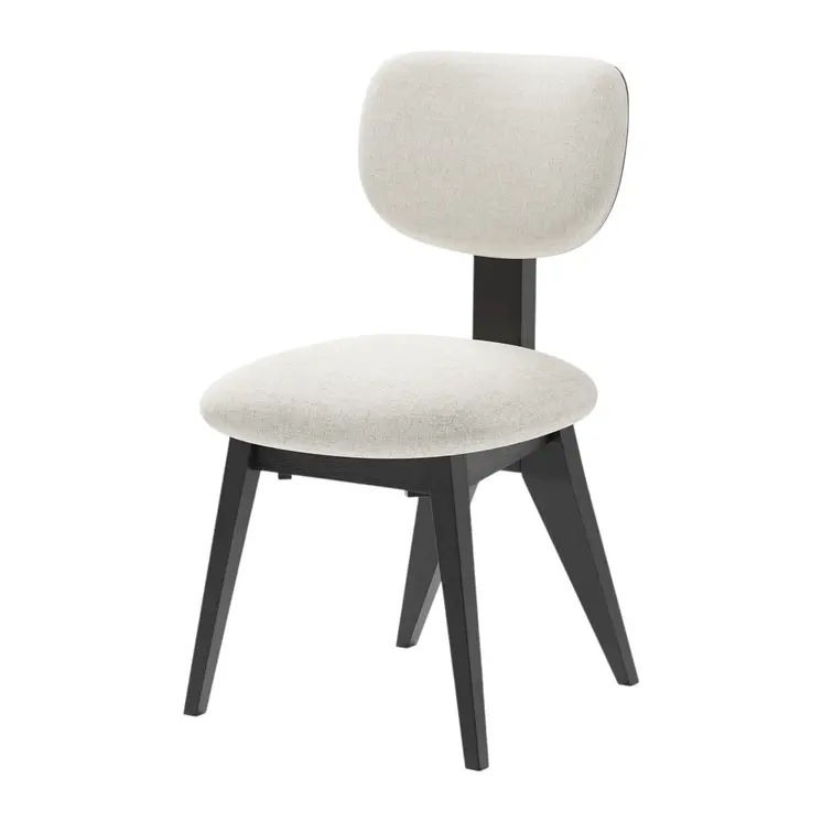 Set of Two Beige And Black Upholstered Fabric Open Back Dining Side Chairs