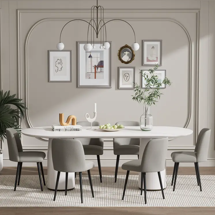 Set of Two Gray And Black Upholstered Fabric Dining Side Chairs