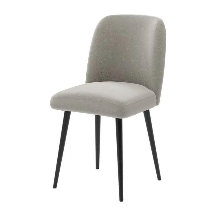Set of Two Gray And Black Upholstered Fabric Dining Side Chairs