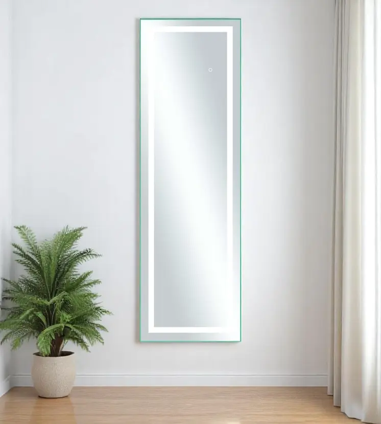 63" White Lighted Metal Framed Freestanding and Wall Mount Full Length Mirror