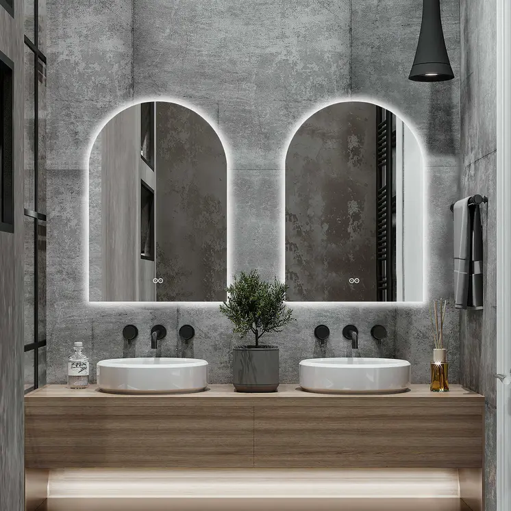 38" Clear Arch Unframed LED Lighted Bathroom Vanity Mirror