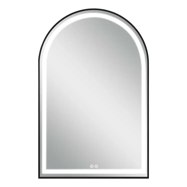 38" Black Metal Arch Lighted Bathroom Vanity Mirror