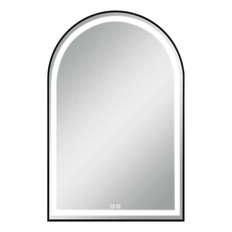 38" Black Metal Arch Lighted Bathroom Vanity Mirror