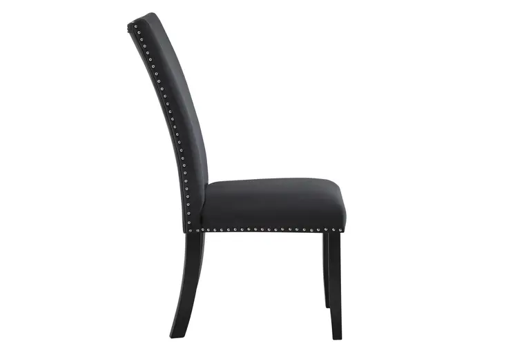 Set of Two Black Upholstered Velvet Dining Side Chairs