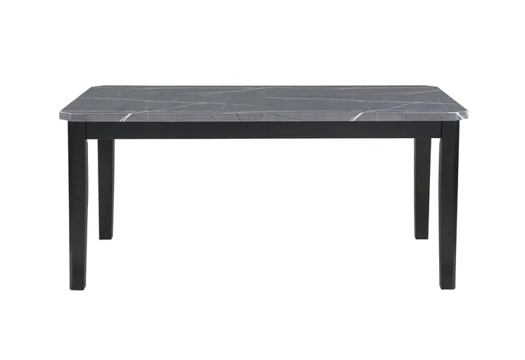 66" Dark Gray Faux Marble and Wood Dining Table