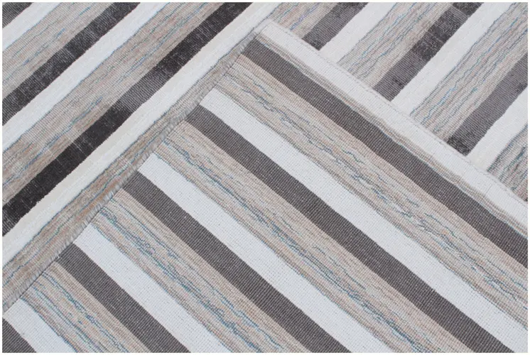 9' X 12' Brown and Ivory Striped Hand Loomed Area Rug