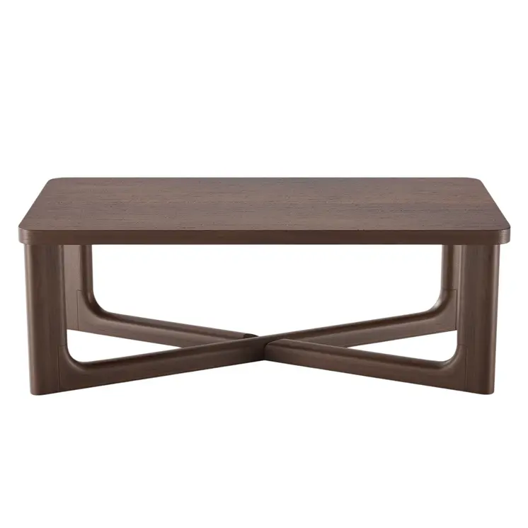 50" Walnut Solid Wood Cross Legs Coffee Table