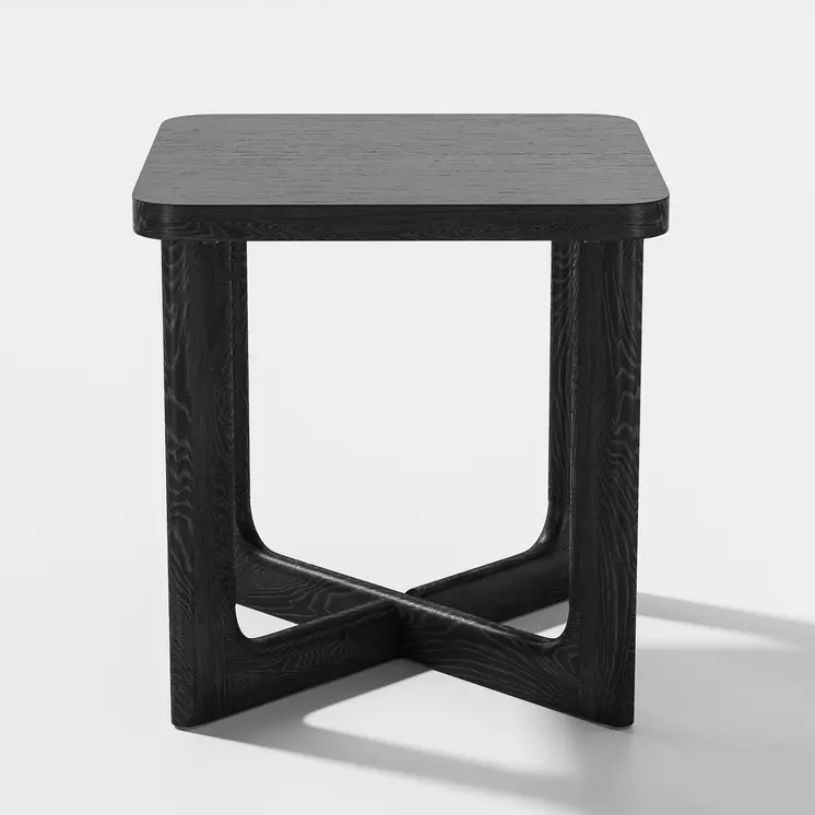 24" Black Solid Wood Square End Table