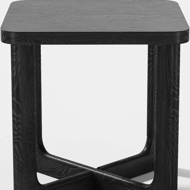 24" Black Solid Wood Square End Table
