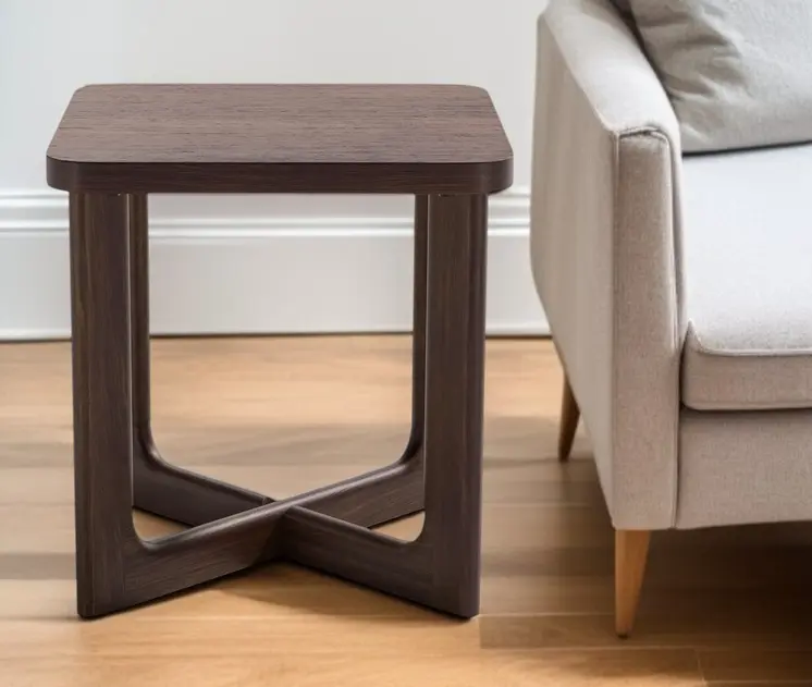 24" Brown Solid Wood Square Cross Legs End Table