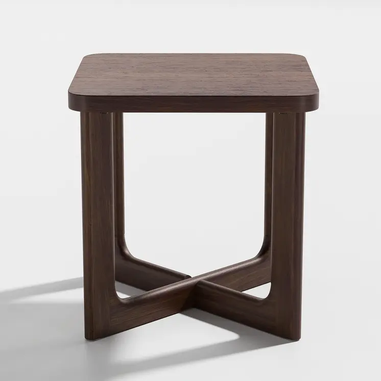 24" Brown Solid Wood Square Cross Legs End Table