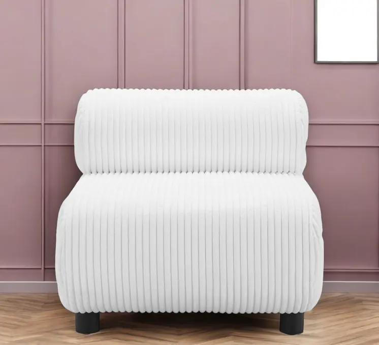 31" White And Black Corduroy And Upholstered Side Chair
