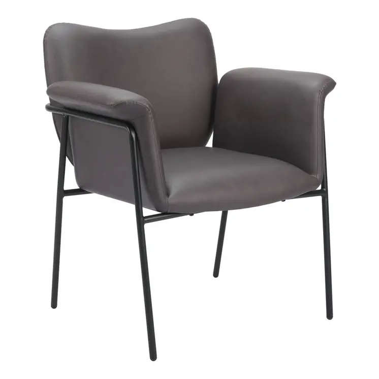 31" Brown And Black Faux Leather And Faux Leather Arm Chair