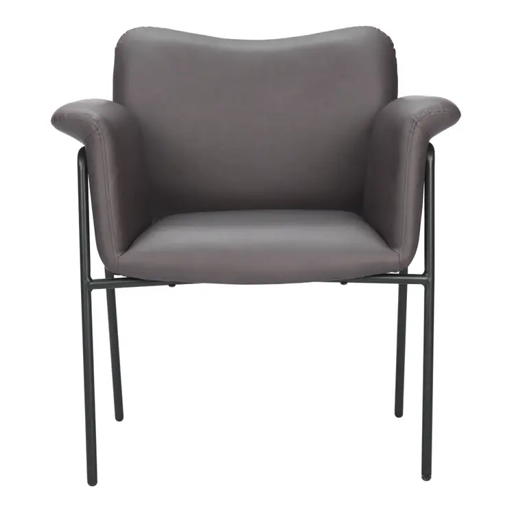 31" Brown And Black Faux Leather And Faux Leather Arm Chair