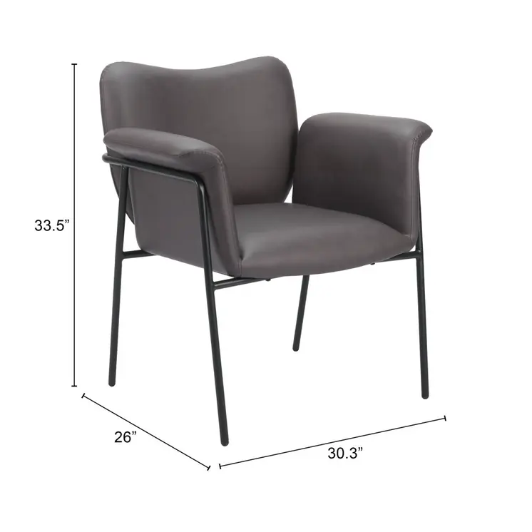 31" Brown And Black Faux Leather And Faux Leather Arm Chair