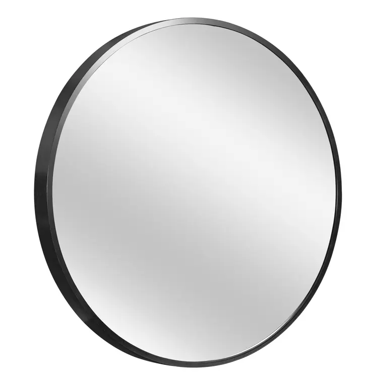 20" Black Round Aluminum Framed Bathroom Vanity Mirror