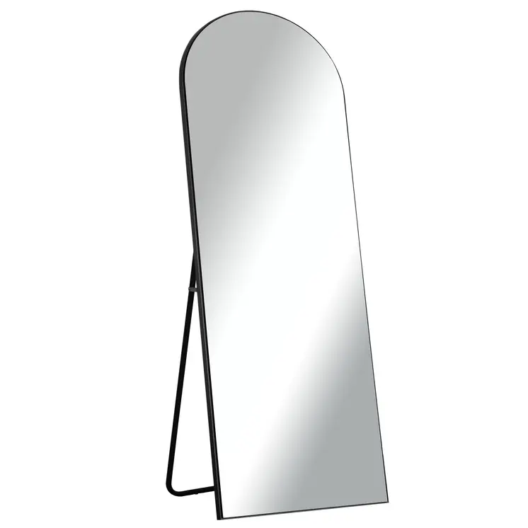 63" Black Arch Wood Framed Standing Mirror