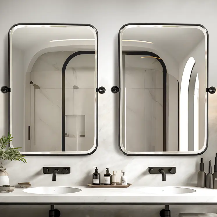 32" Black Iron Framed Bathroom Vanity Mirror