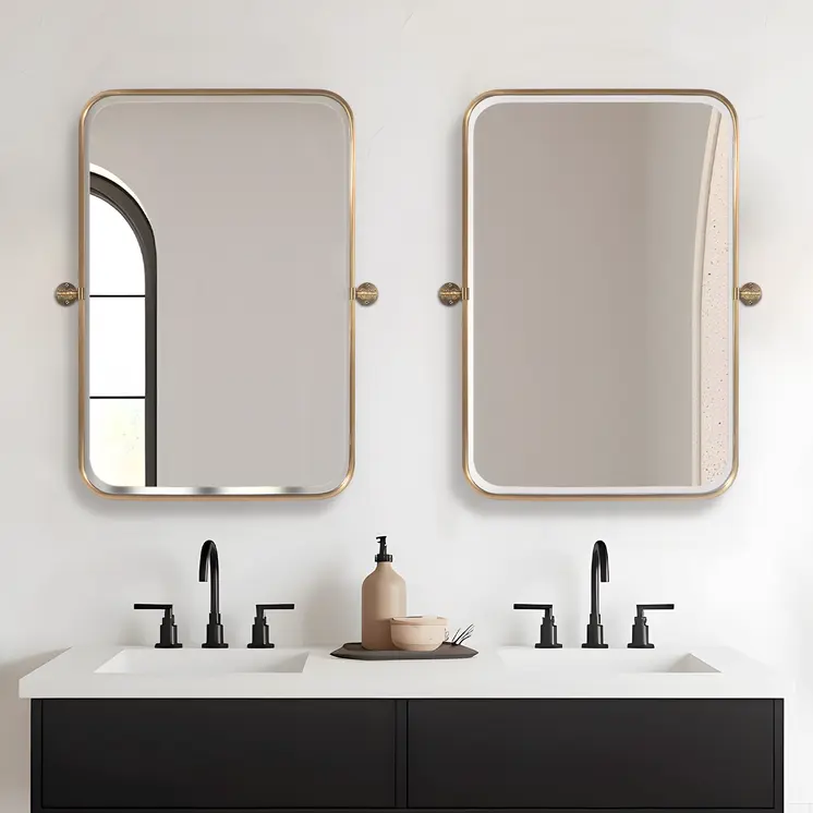 36" Gold Iron Framed Bathroom Vanity Mirror