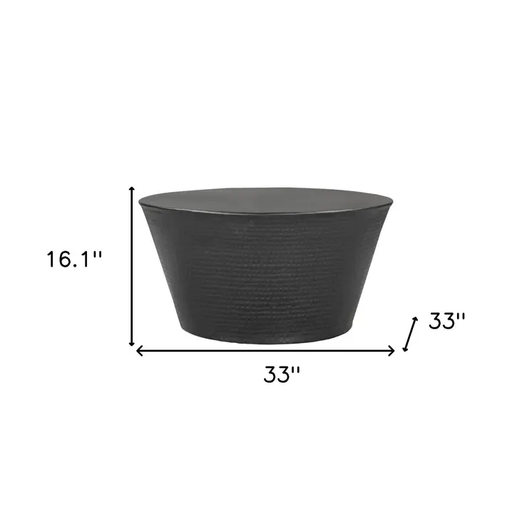 33" Black Iron Round Solid Coffee Table