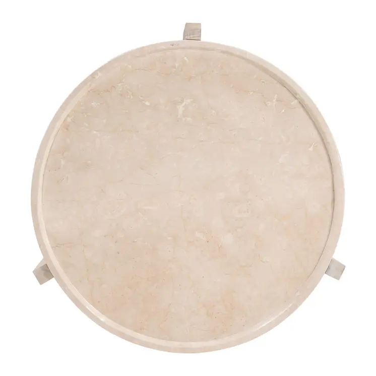 30" Natural Genuine Marble and Marble Round Coffee Table