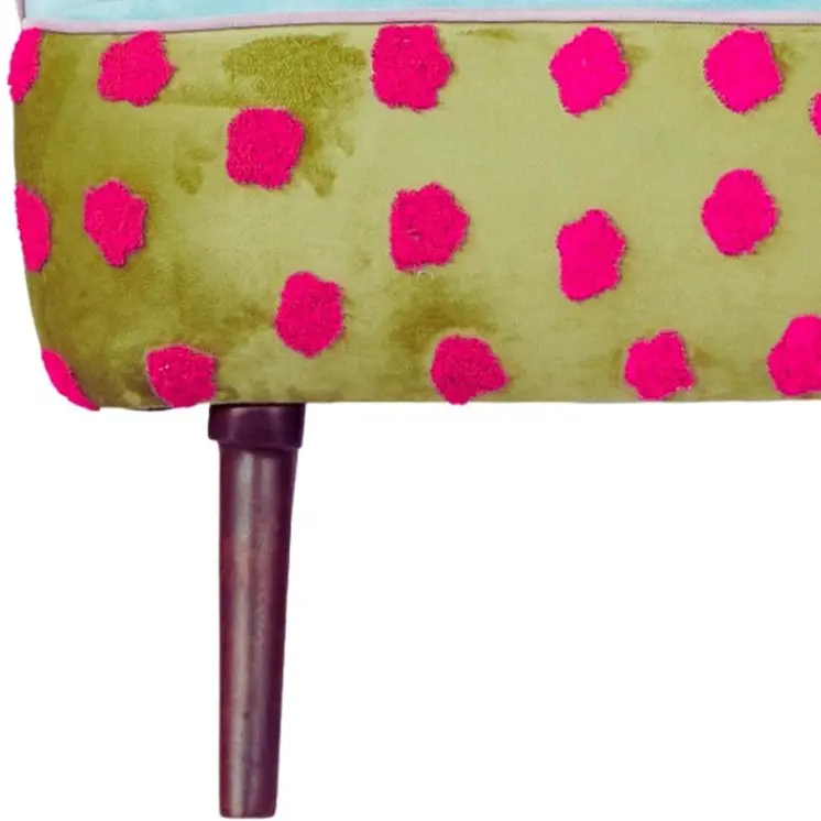 32" Blue Green Orange Pink and Brown Floral Arm Chair