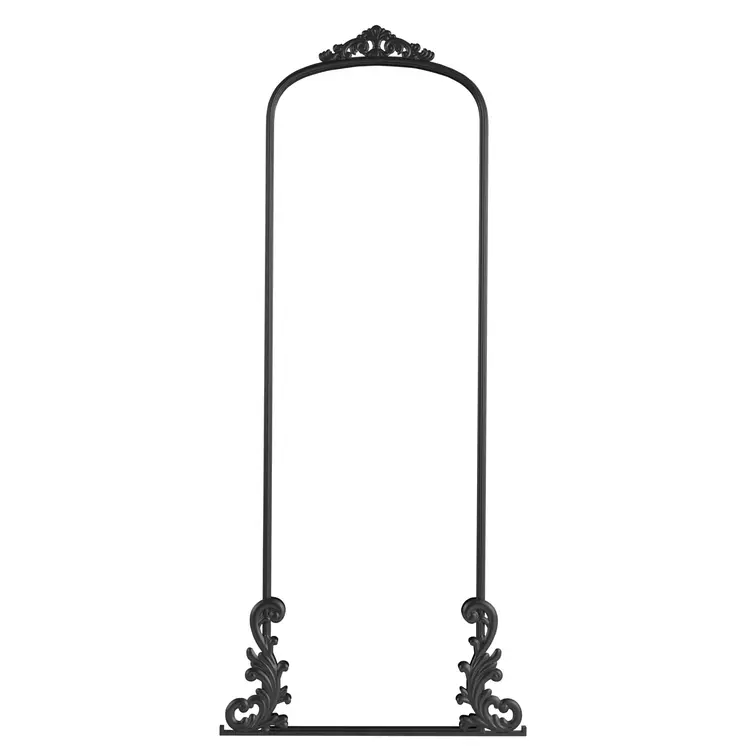 68" Black Arch Metal Framed Standing Mirror