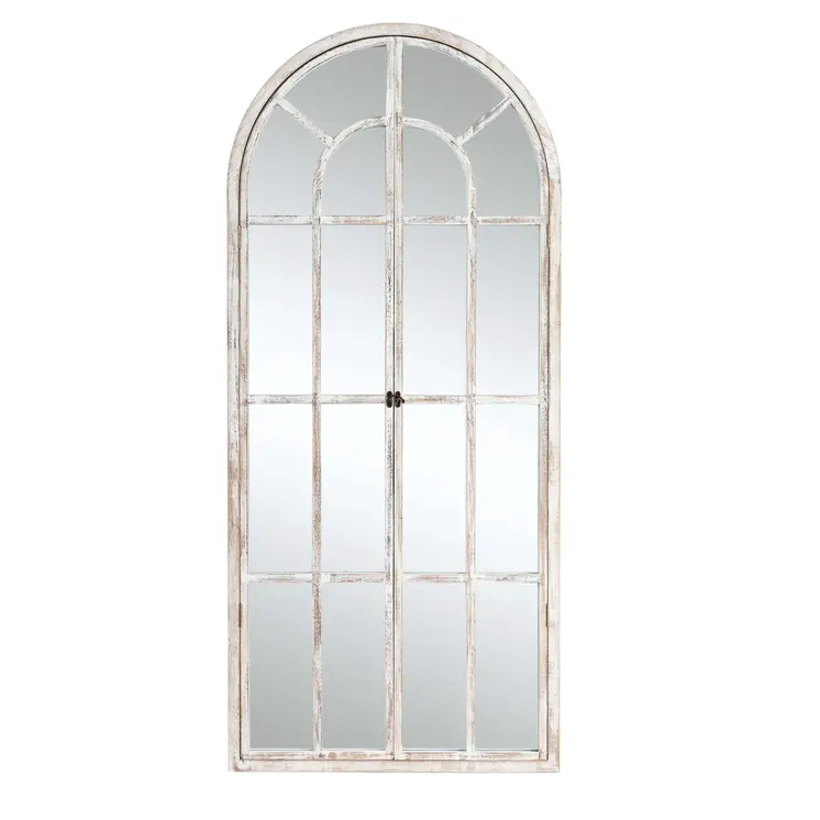 71" White Arch Wood Framed Standing Mirror