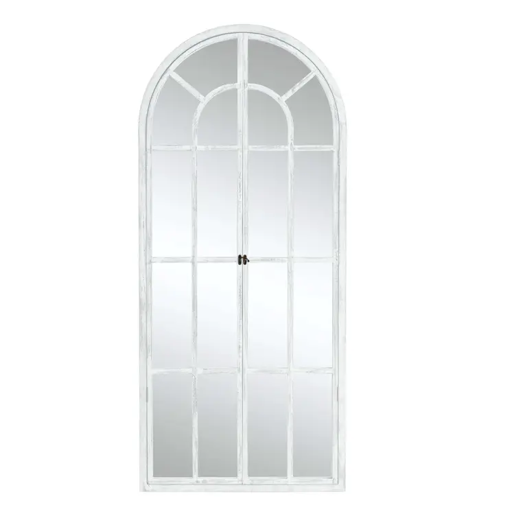 71" White Arch Wood Framed Standing Mirror