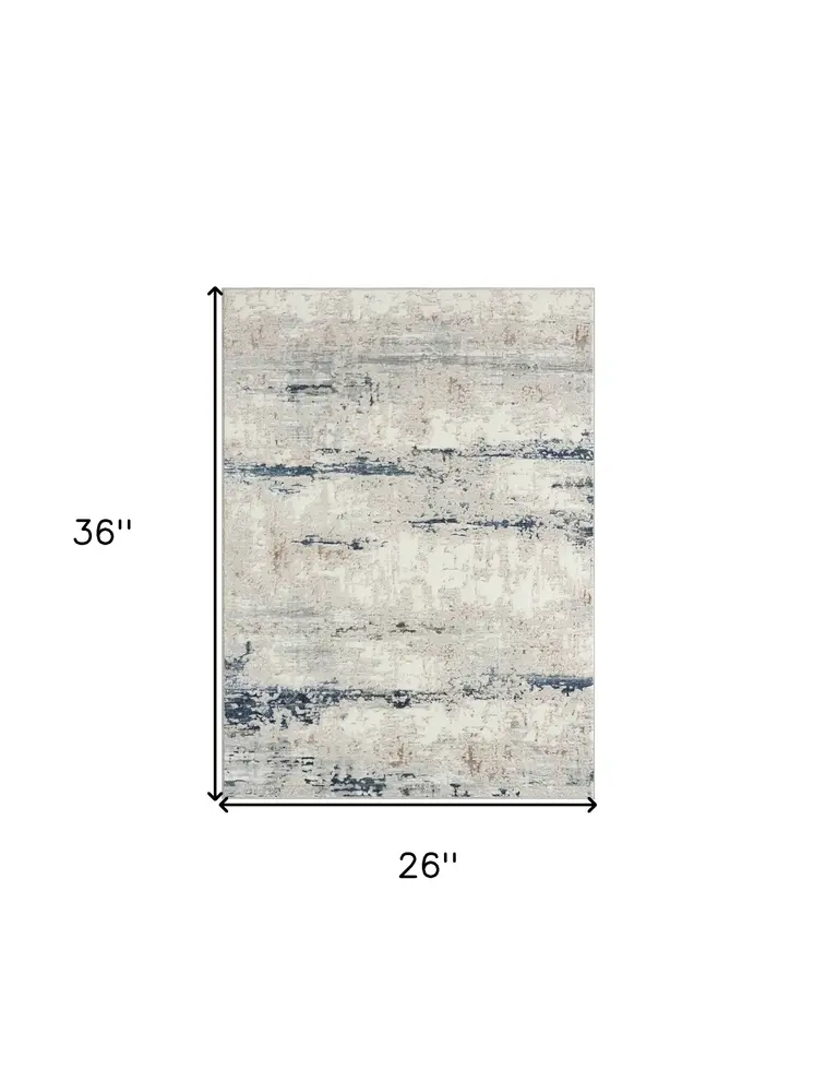 2' X 3' Gray and Blue Abstract Area Rug