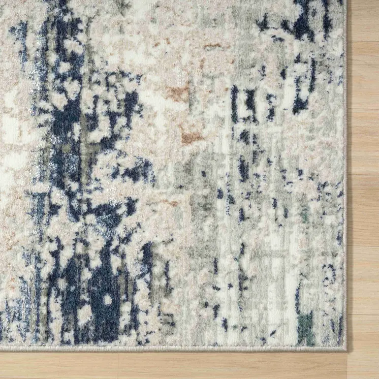 2' X 3' Gray and Blue Abstract Area Rug
