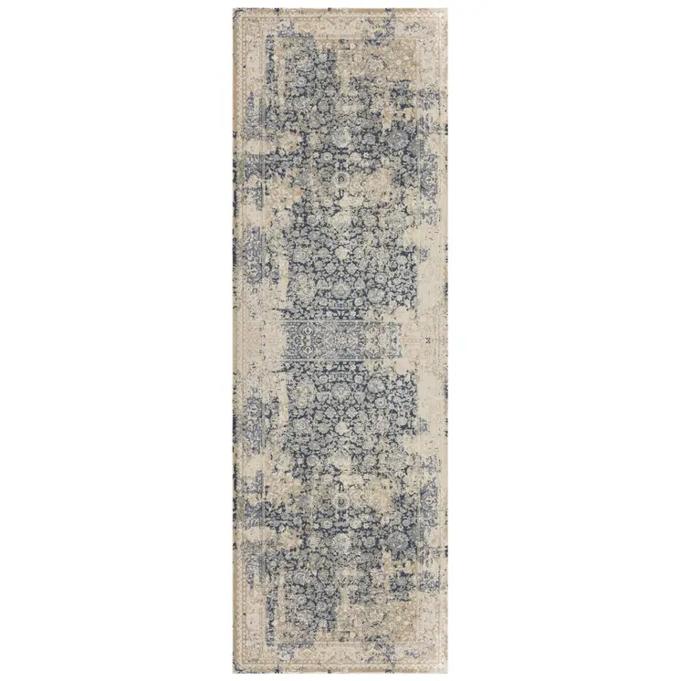 4' X 6' Gray and Beige Floral Area Rug
