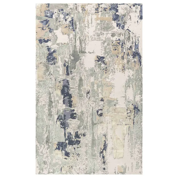 4' X 6' Blue and Gray Abstract Area Rug