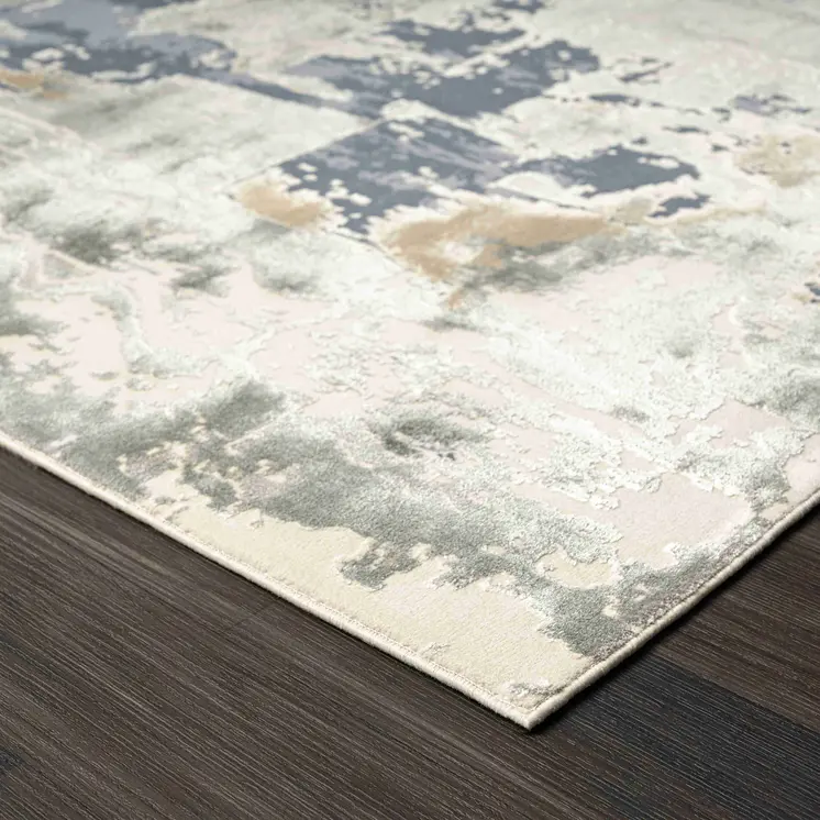 4' X 6' Blue and Gray Abstract Area Rug