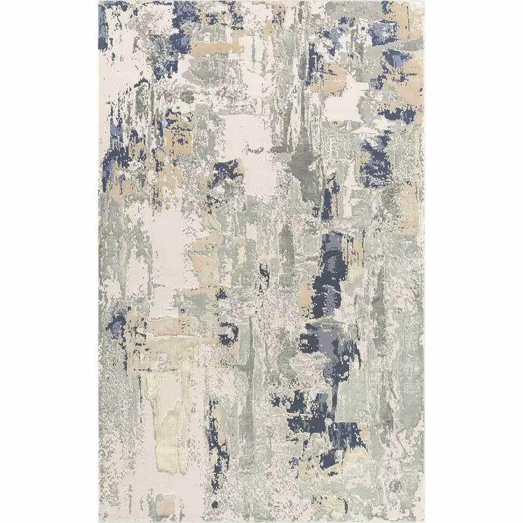 9' X 12' Blue and Gray Abstract Area Rug