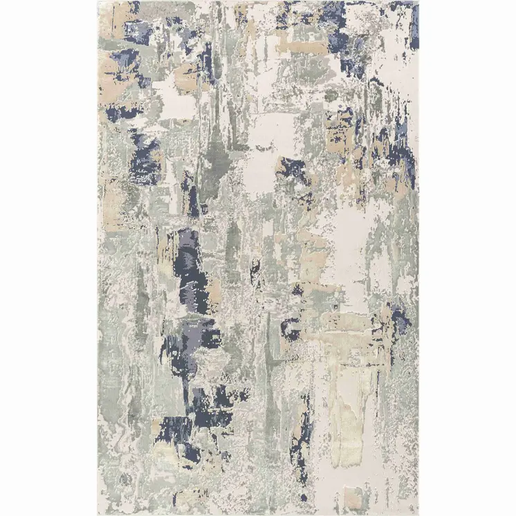 9' X 12' Blue and Gray Abstract Area Rug