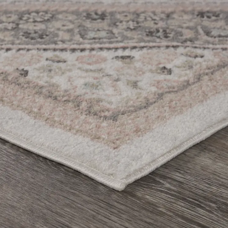 2' X 3' Pink and Ivory Medallion Area Rug