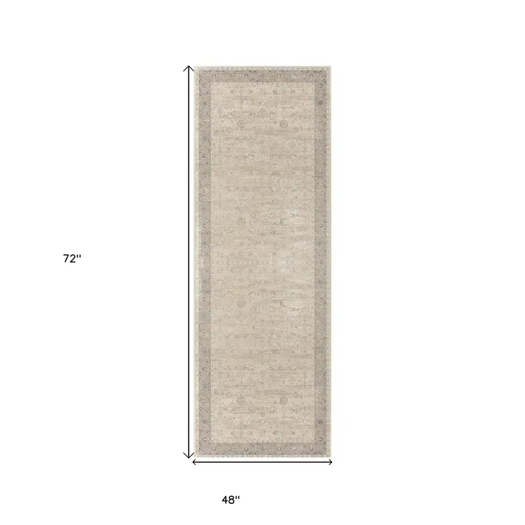 4' X 6' Beige and Gray Medallion Area Rug