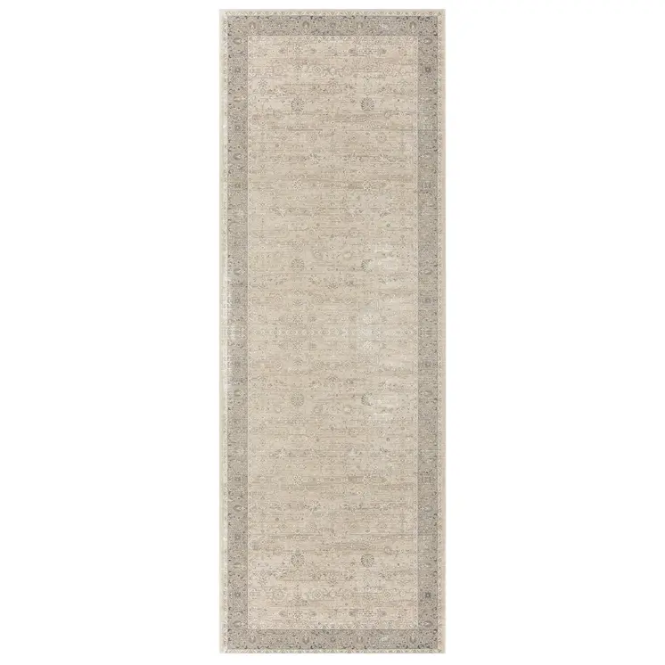 4' X 6' Beige and Gray Medallion Area Rug