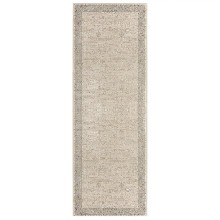 4' X 6' Beige and Gray Medallion Area Rug