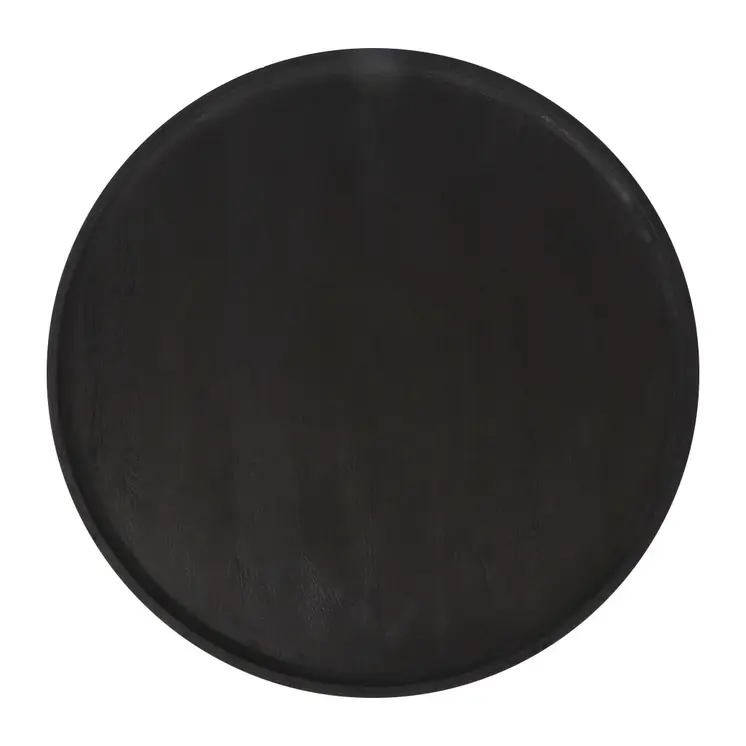 28" Black Solid Wood Round Pedestal Coffee Table