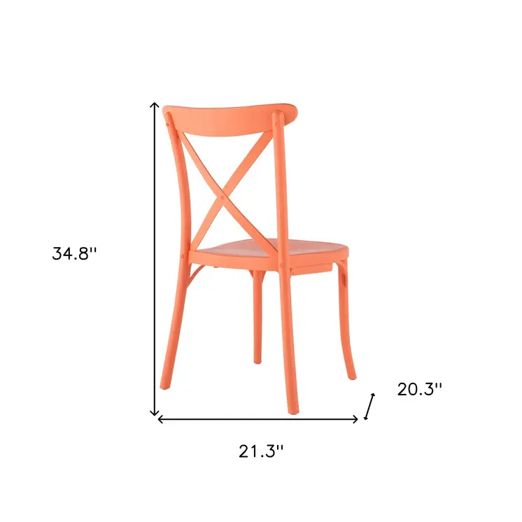 Set of Four 21" Salmon Heavy Duty Plastic Outdoor Stacking Dining Chairs