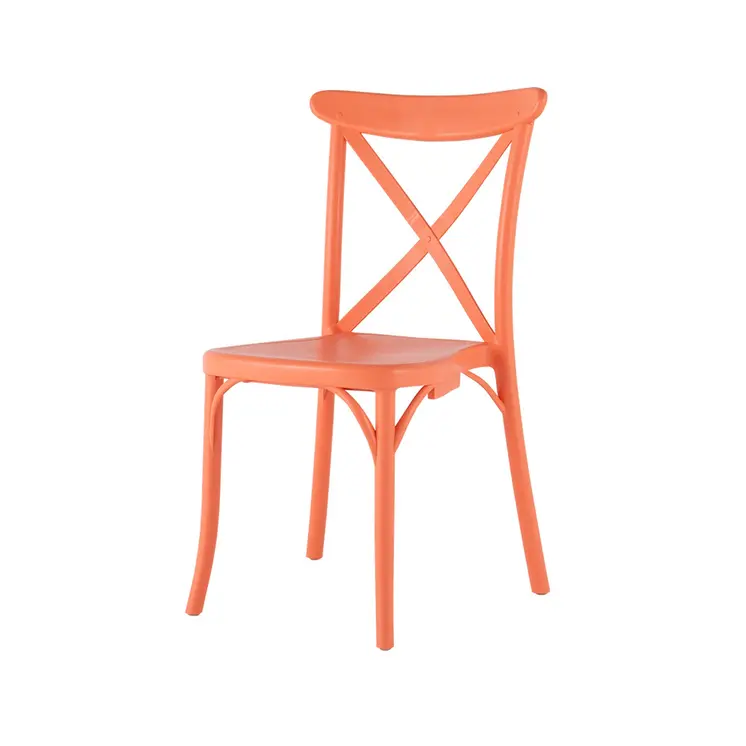 Set of Four 21" Salmon Heavy Duty Plastic Outdoor Stacking Dining Chairs