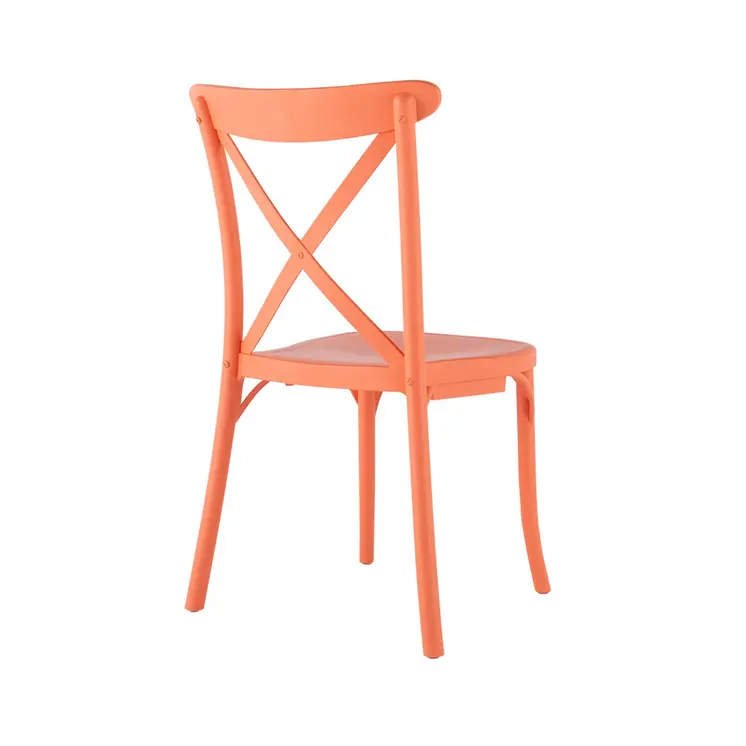 Set of Four 21" Salmon Heavy Duty Plastic Outdoor Stacking Dining Chairs