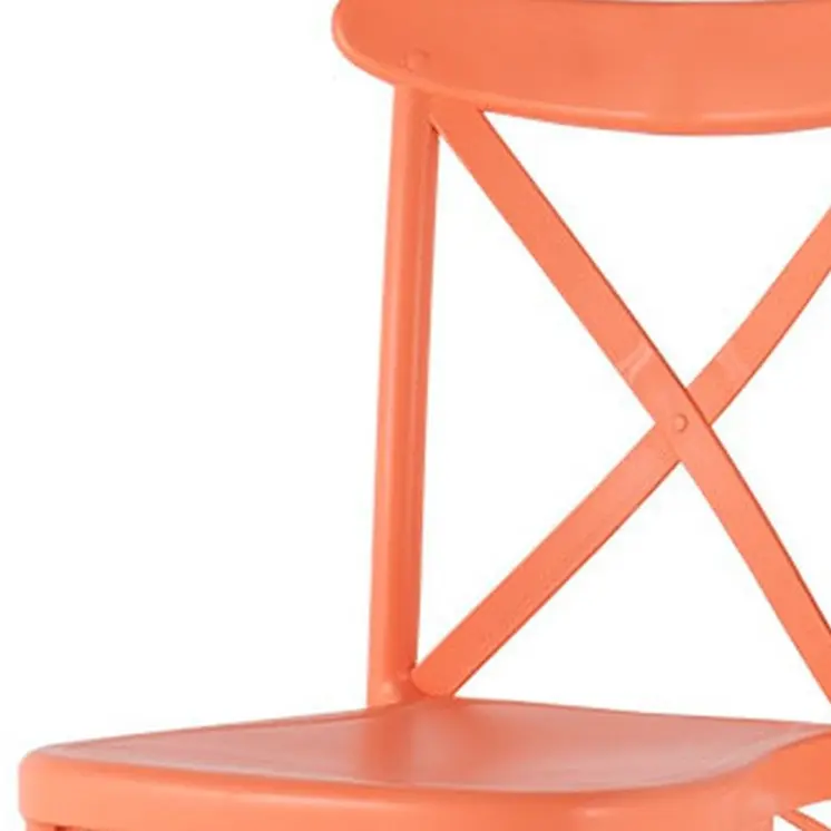 Set of Four 21" Salmon Heavy Duty Plastic Outdoor Stacking Dining Chairs
