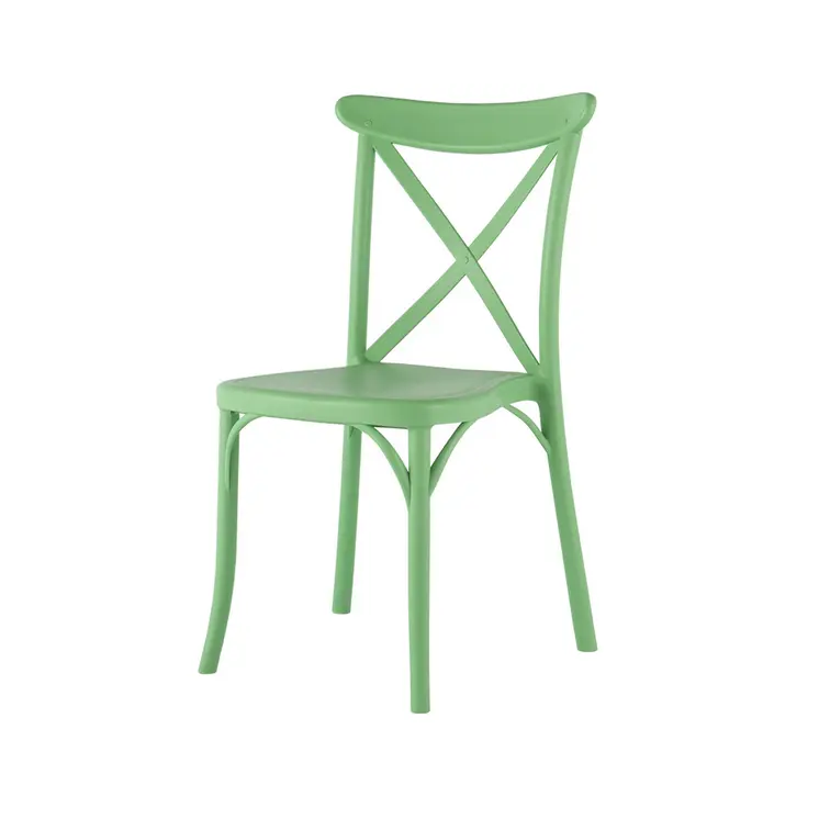 Set of Four 21" Green Heavy Duty Plastic Outdoor Stacking Dining Chairs